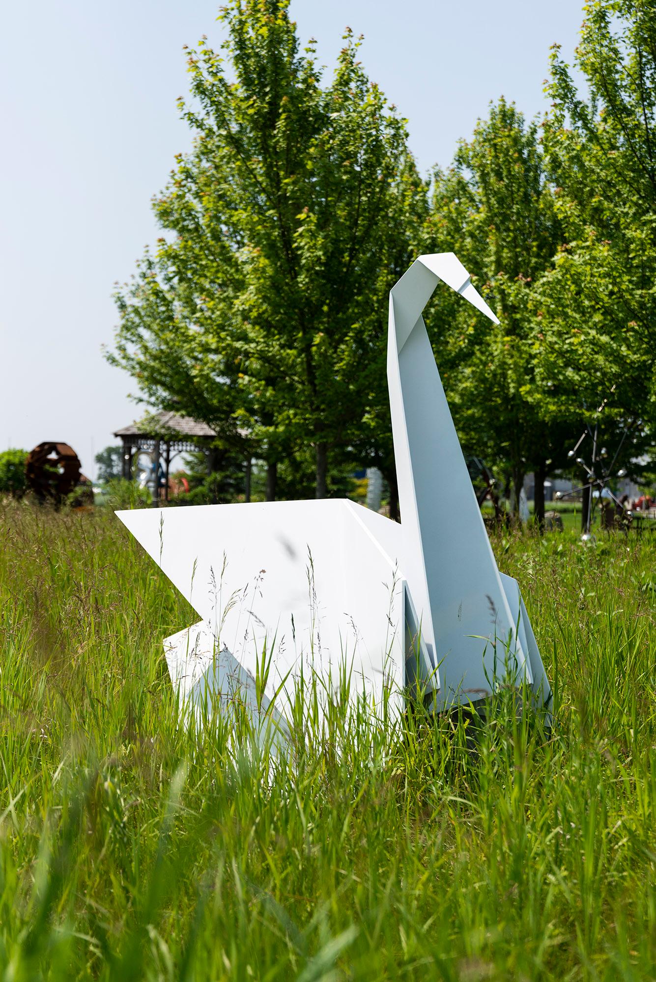 Origami Swan AP of 5 - figurative, contemporary, aluminum outdoor sculpture For Sale 4