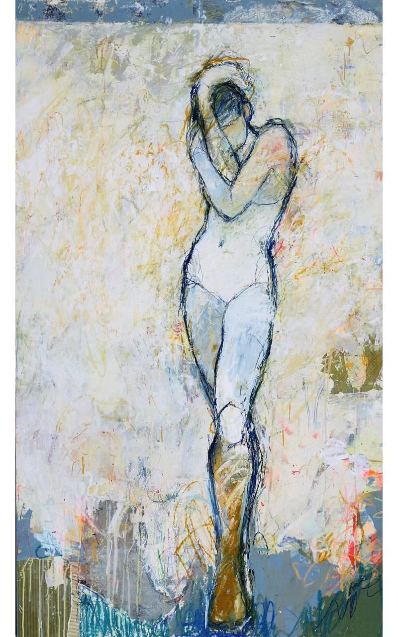 Jylian Gustlin Figurative Painting - "Hera 11" Large-Scale Gestural Figurative Mixed Media Painting