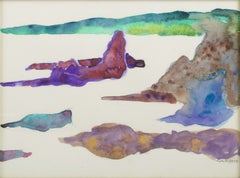 Jytte Abildstrøm, Danish artist. Abstract composition. Watercolor on paper.