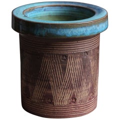Jytte Trebbien Studio Vase:: halb glasiertes Steinzeug:: Dänemark:: 1960er Jahre