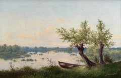 'Row Boat on the Lake' by Józef Guranowski (1852 – Warsaw – 1922) Polish