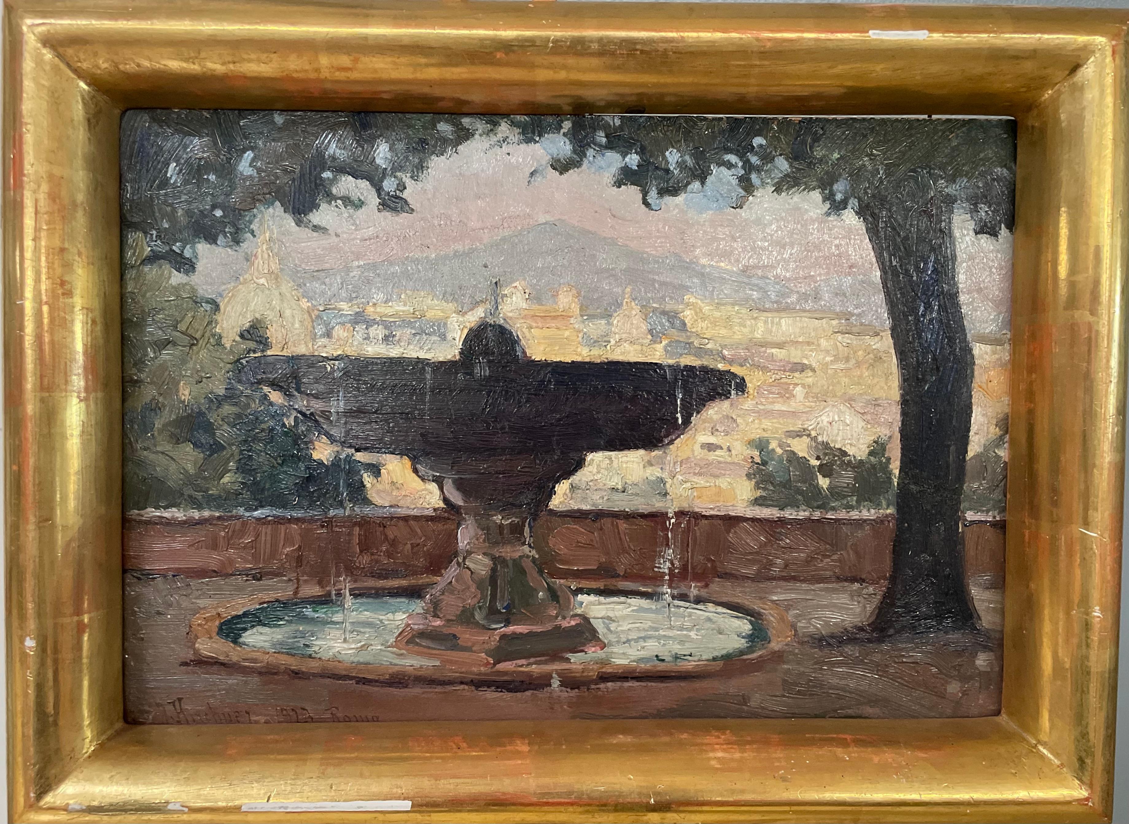 Interior Painting di Józefina KIRCHNER - "La Fontana del Pincio a Roma"