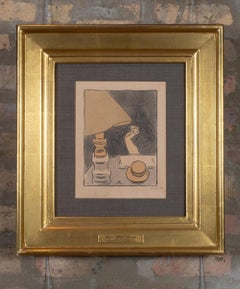 Femme Sous la Lampe (Frau unter der Lampe) signierte Lithographie; József Rippl-Rónai