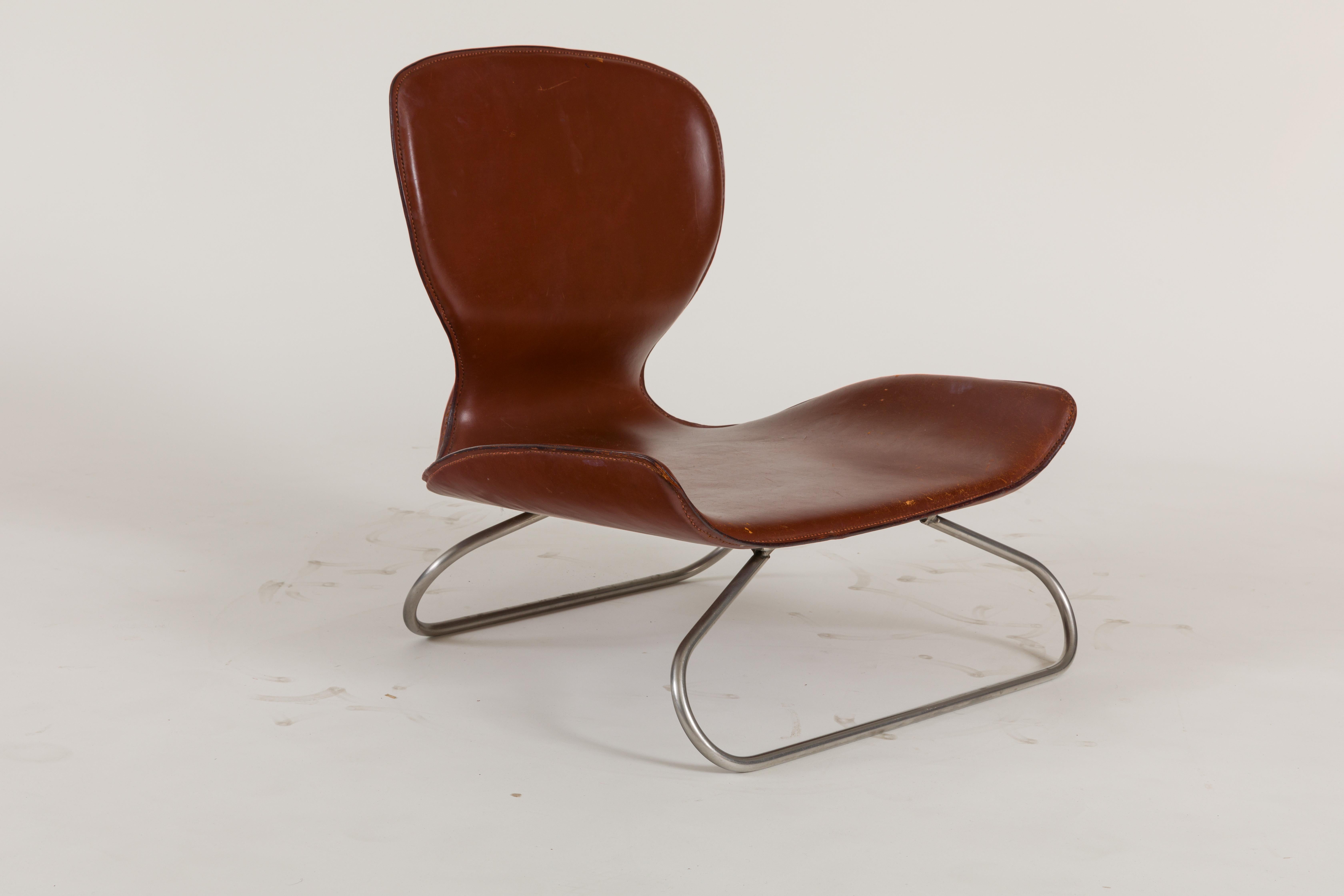 English K-3 Low Leather Chair by Kirsten Jones & Adam Bottomley for KOI, England, 2000s For Sale