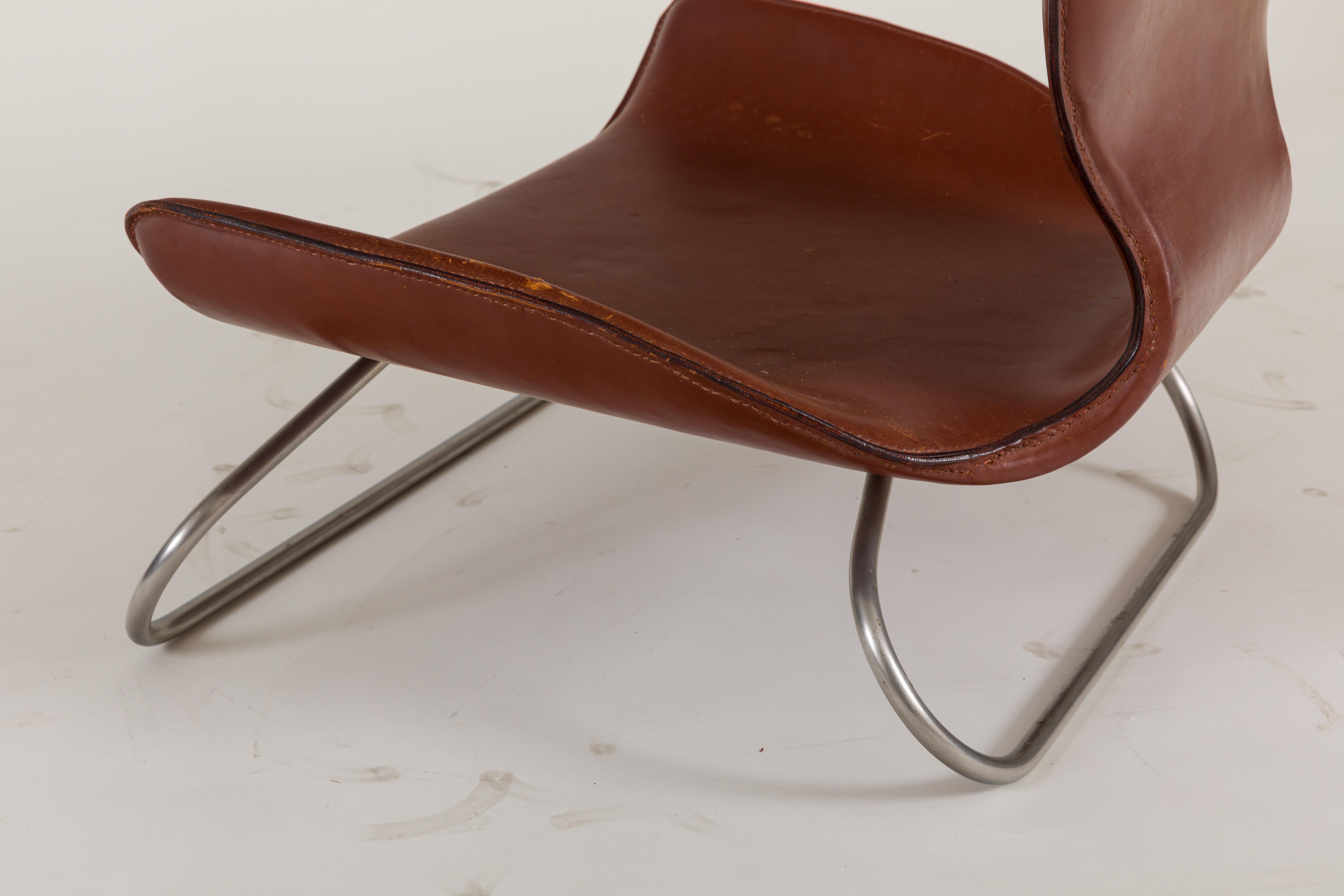 Contemporary K-3 Low Leather Chair by Kirsten Jones & Adam Bottomley for KOI, England, 2000s For Sale