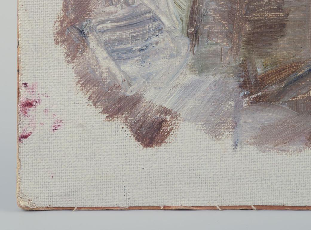 Mid-20th Century K. Abrahamsson, Swedish artist. Oil on canvas.  Abstract composition. Dated 1965 For Sale