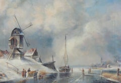 K. Adams - Mid 20th Century Oil, Dutch Winter Scene