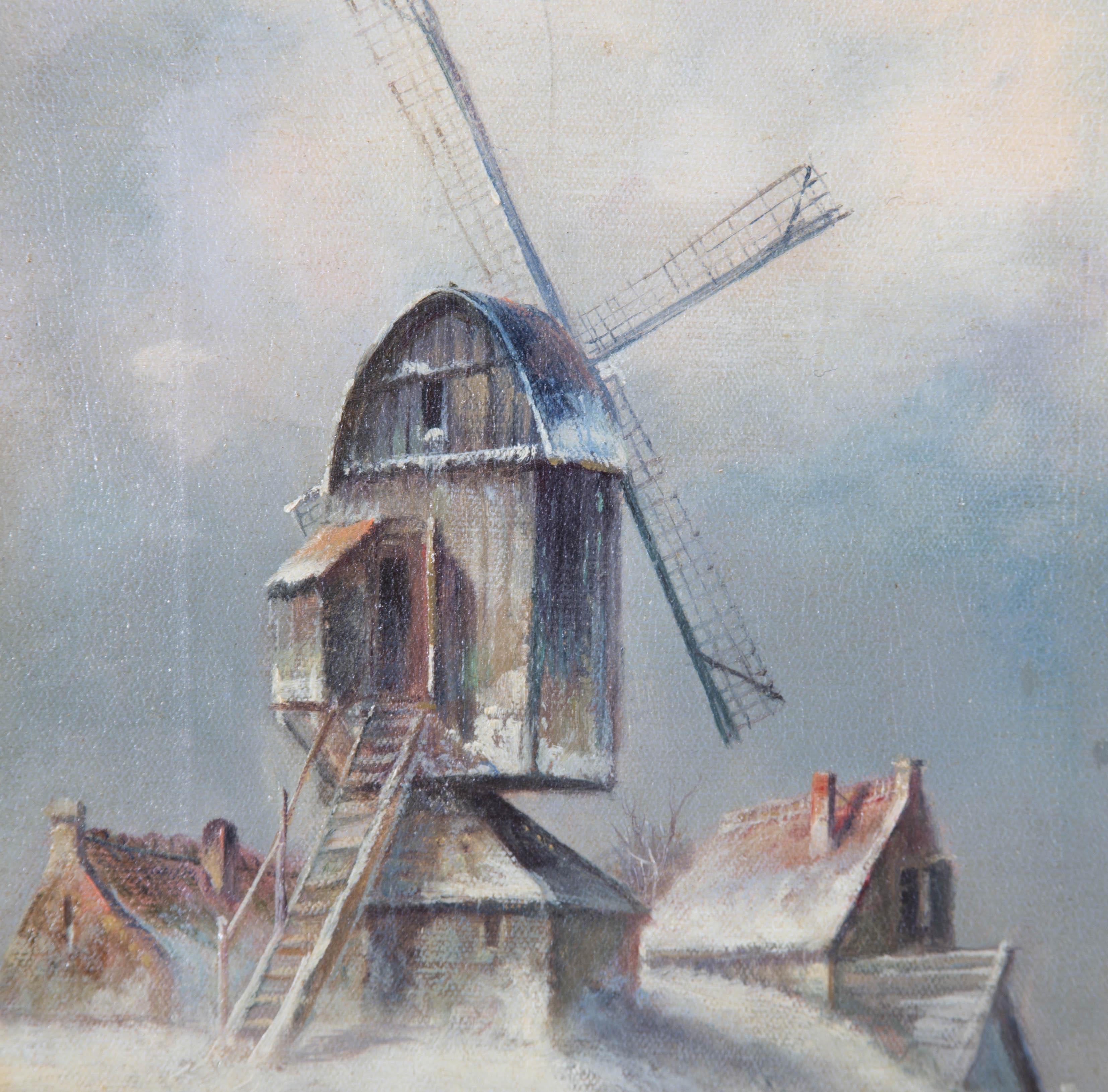 K. Adams - Mid 20th Century Oil, Dutch Winter Scene 3