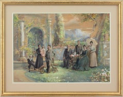 Antique K & K Hof Atelier Pietzner, Family Portrait In A Garden Setting