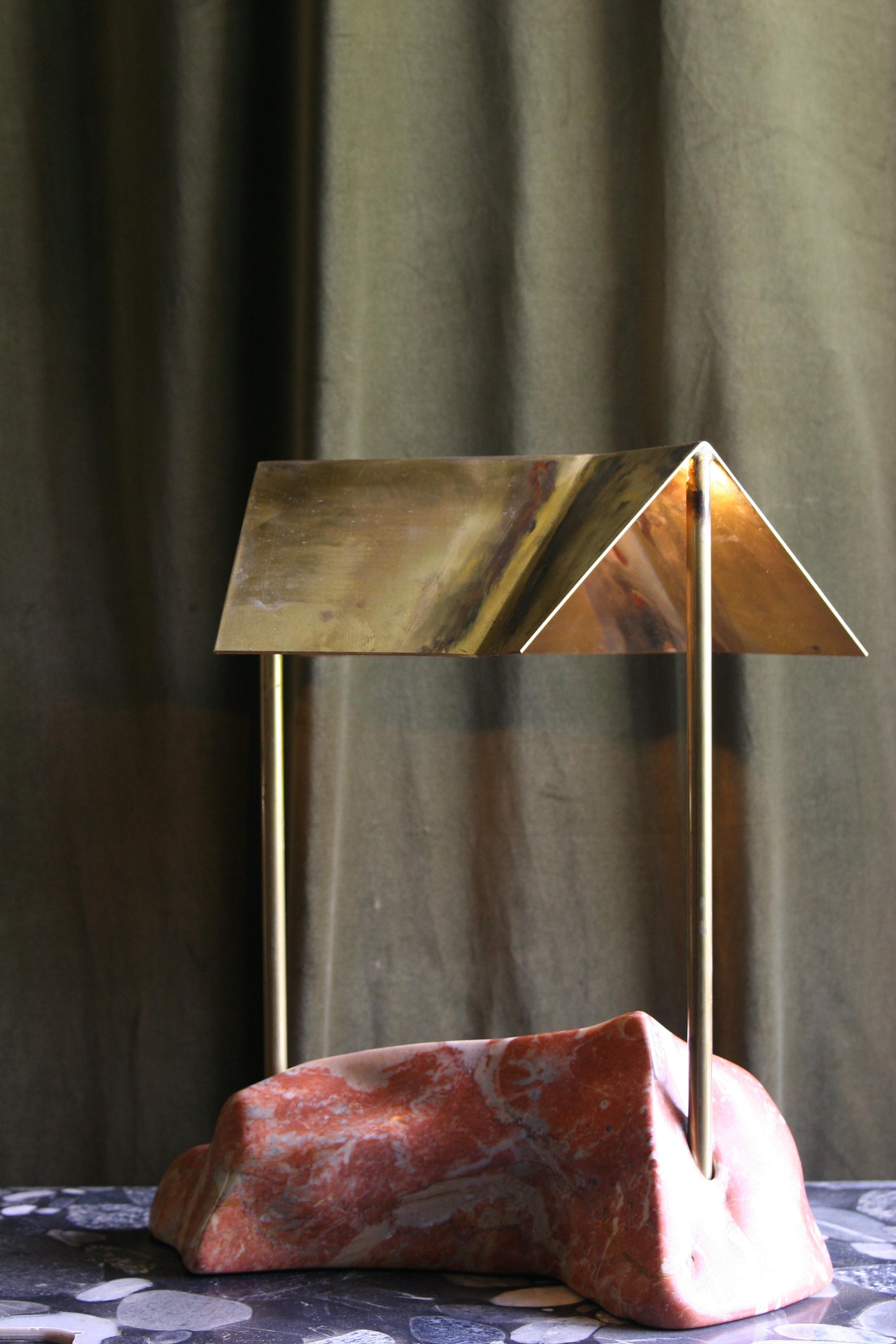 K-Apex lamp by Krzywda
Dimensions: 43 L x 24 D x 37 H cm
Materials: Brass, marble.

Each base is sculpted by hand and varies from piece to piece in shape, color and weight.

All lamps could be wired for each country.

Individually handmade