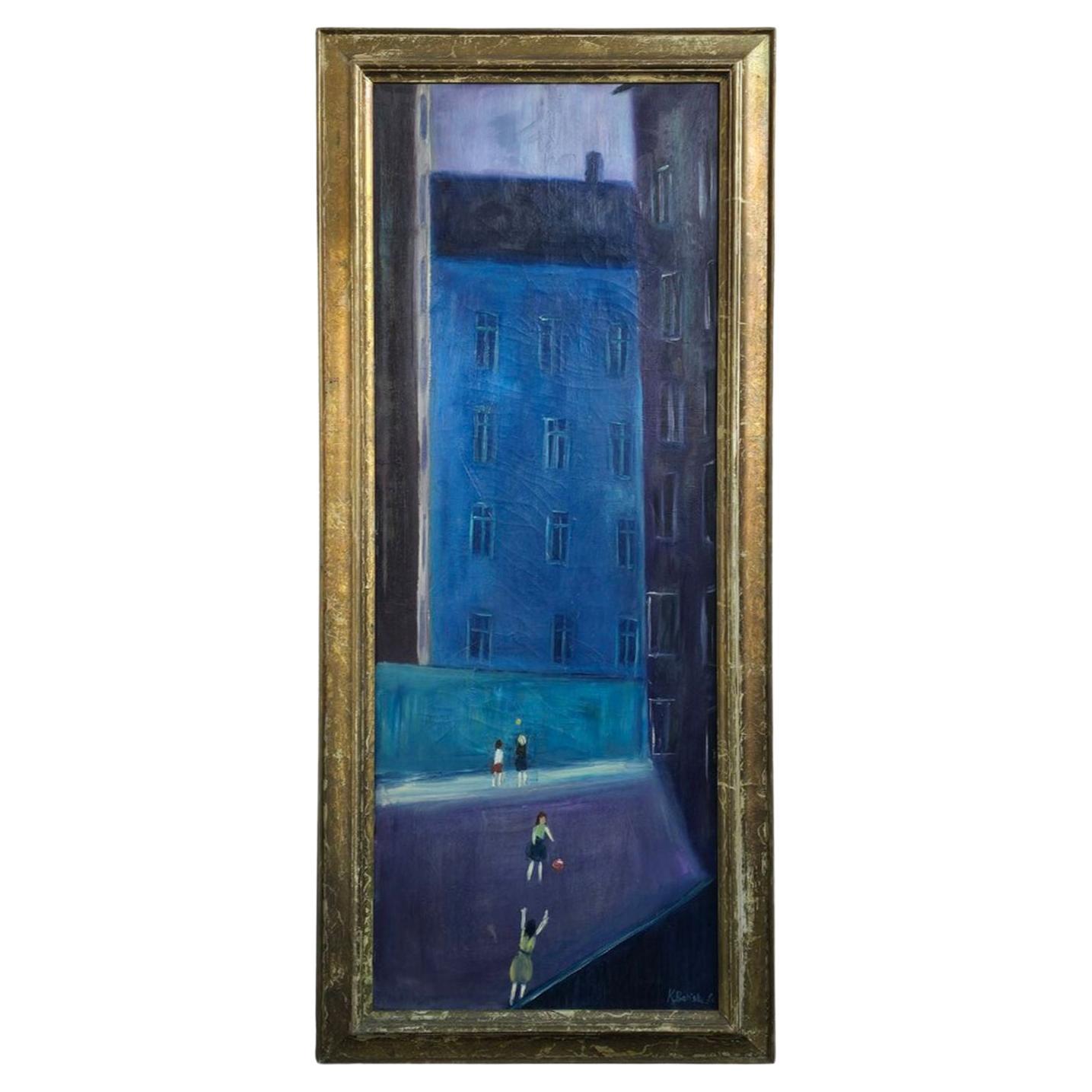 K Batiste Mid-century Danish Oil Painting