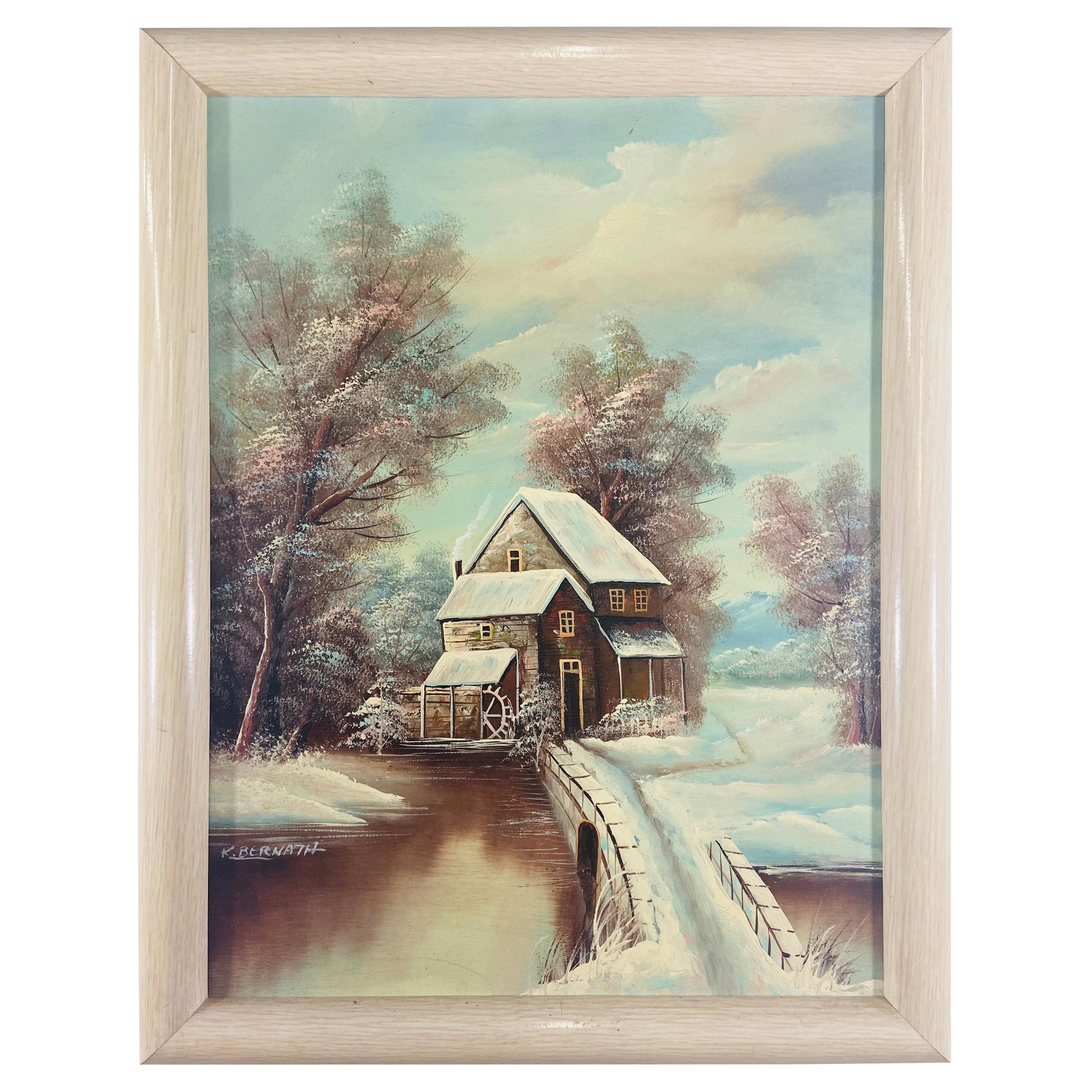 19th C. Winter Landscape Alois Arnegger Oil on Canvas Snow Scene