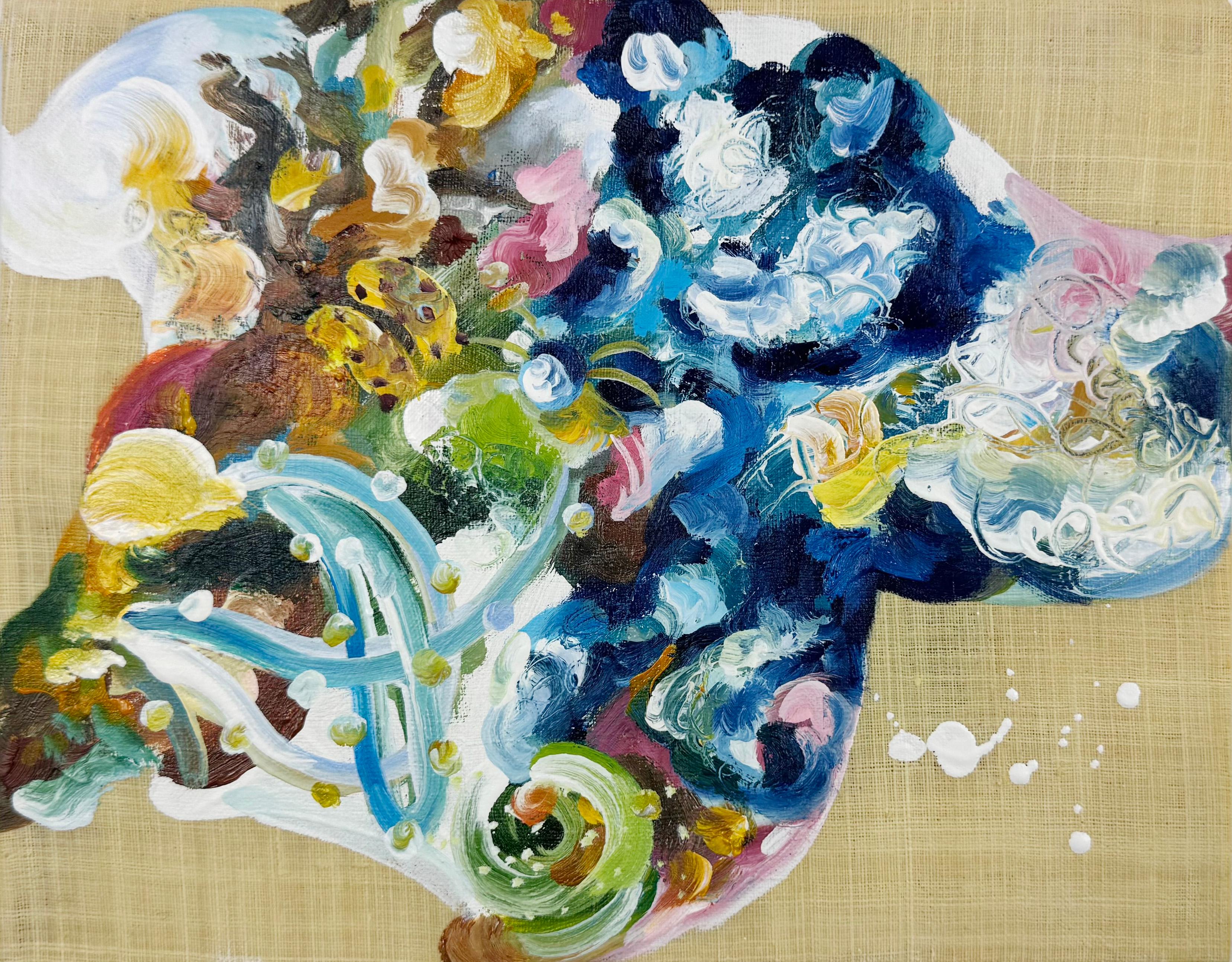 K Blick Abstract Painting - Evening Primrose