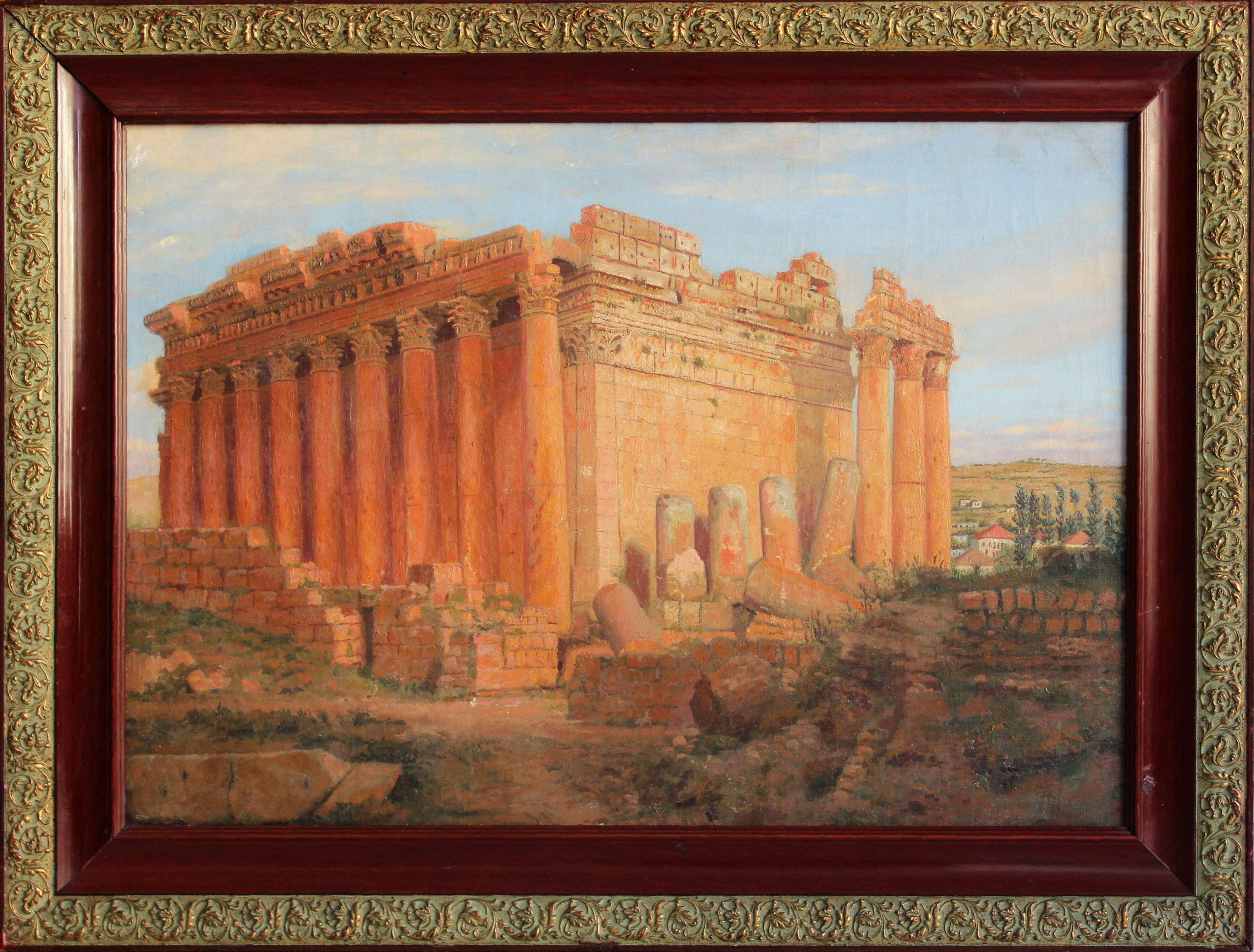 Baalbek, Temple of Bacchus. Oil on canvas, 51, 5 x 74 cm - Painting by K. Bonin
