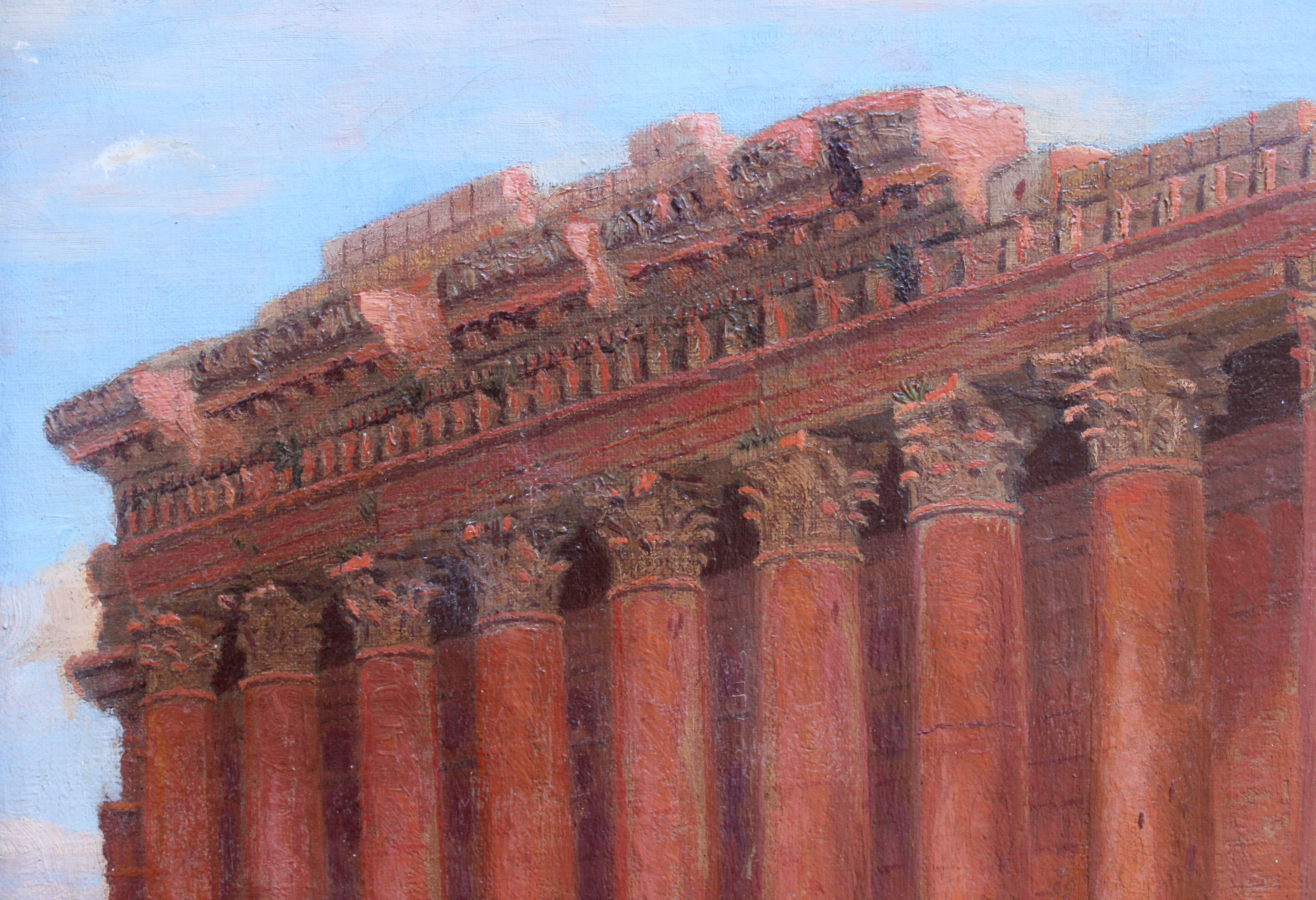 Baalbek, Temple of Bacchus. Oil on canvas, 51, 5 x 74 cm For Sale 1