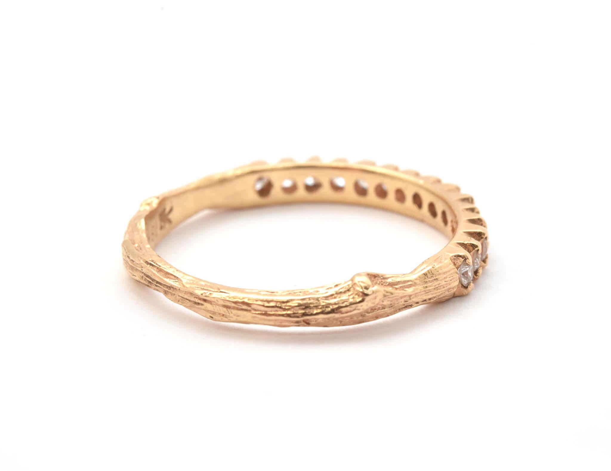 K. Brunini 18 Karat Rose Gold and 0.25 Carat Diamond Twig Band Ring In Excellent Condition In Scottsdale, AZ