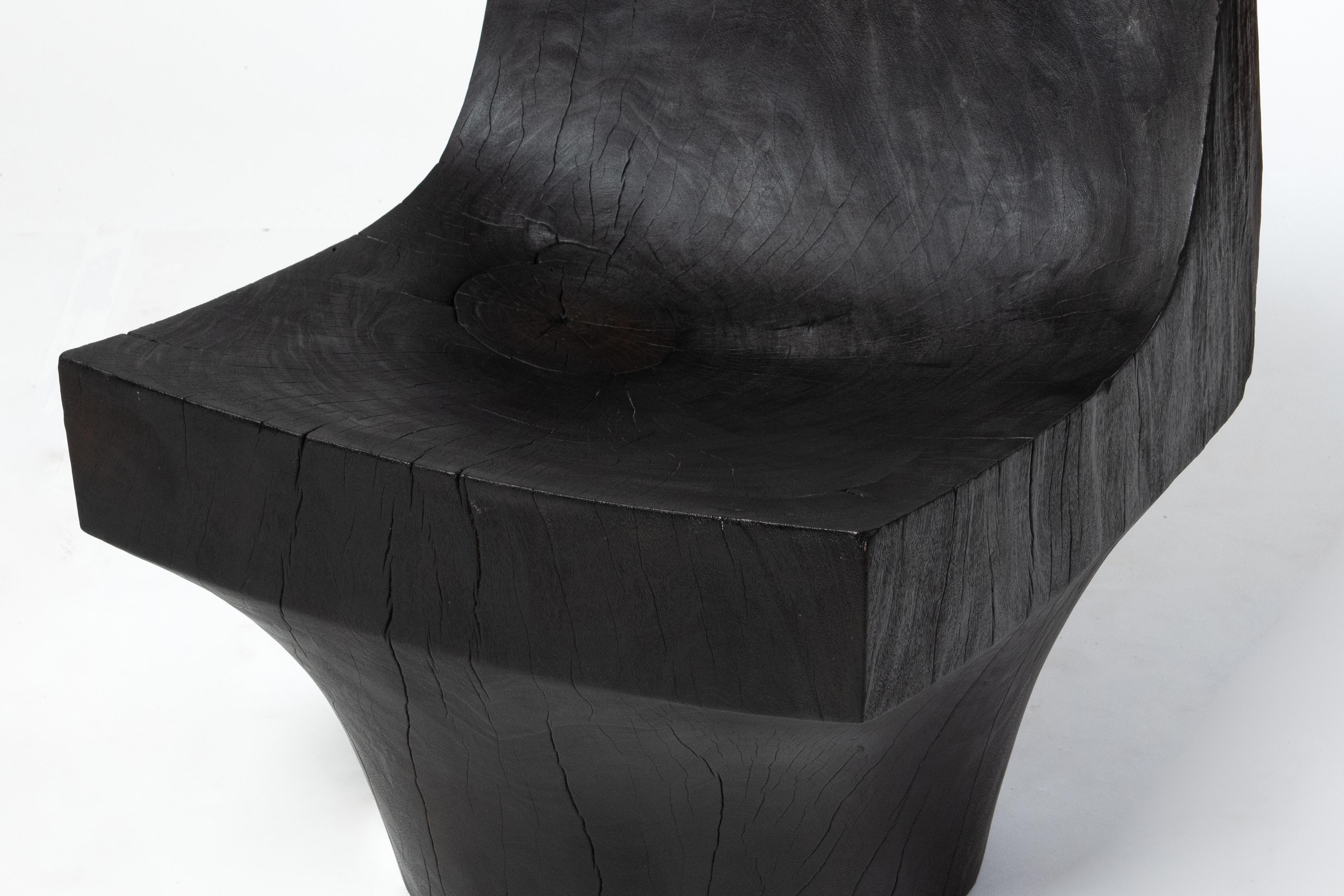 Blackened K Chair in Hand Carved Salvaged Almendro Wood by Reynold Rodriguez