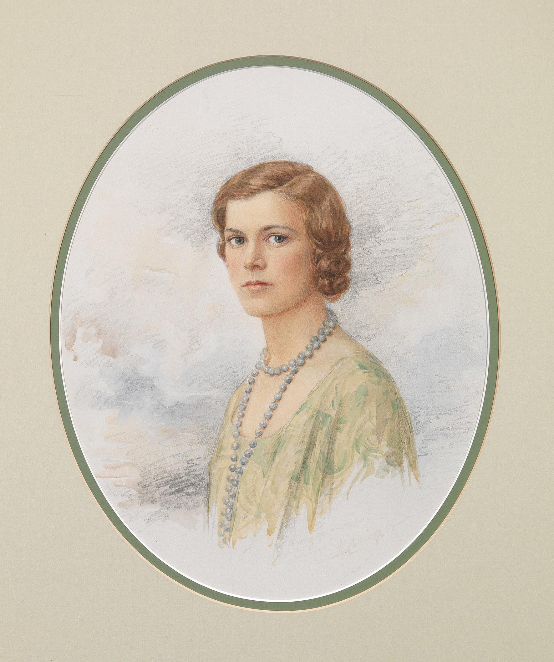 SHIPPING POLICY:
No additional costs will be added to this order.
Shipping costs will be totally covered by the seller (customs duties included). 

K. Collings, watercolor, portrait of a lady wearing beads, signed, in a gilt frame, 34cm x 27cm.