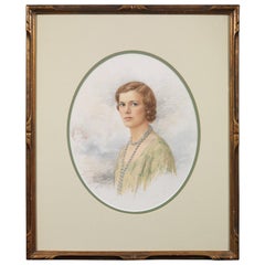 K. Collings Portrait d'une femme à l'aquarelle