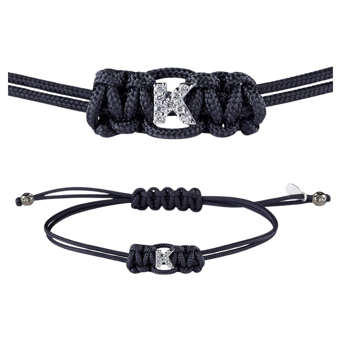 K - Customizable Letter / Name Bracelet in White Gold and White Diamonds Gift