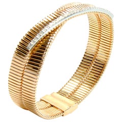 K DI Kuore 18 Karat Gold 20.80 GR and 0.39 Carat Cuff Bracelet