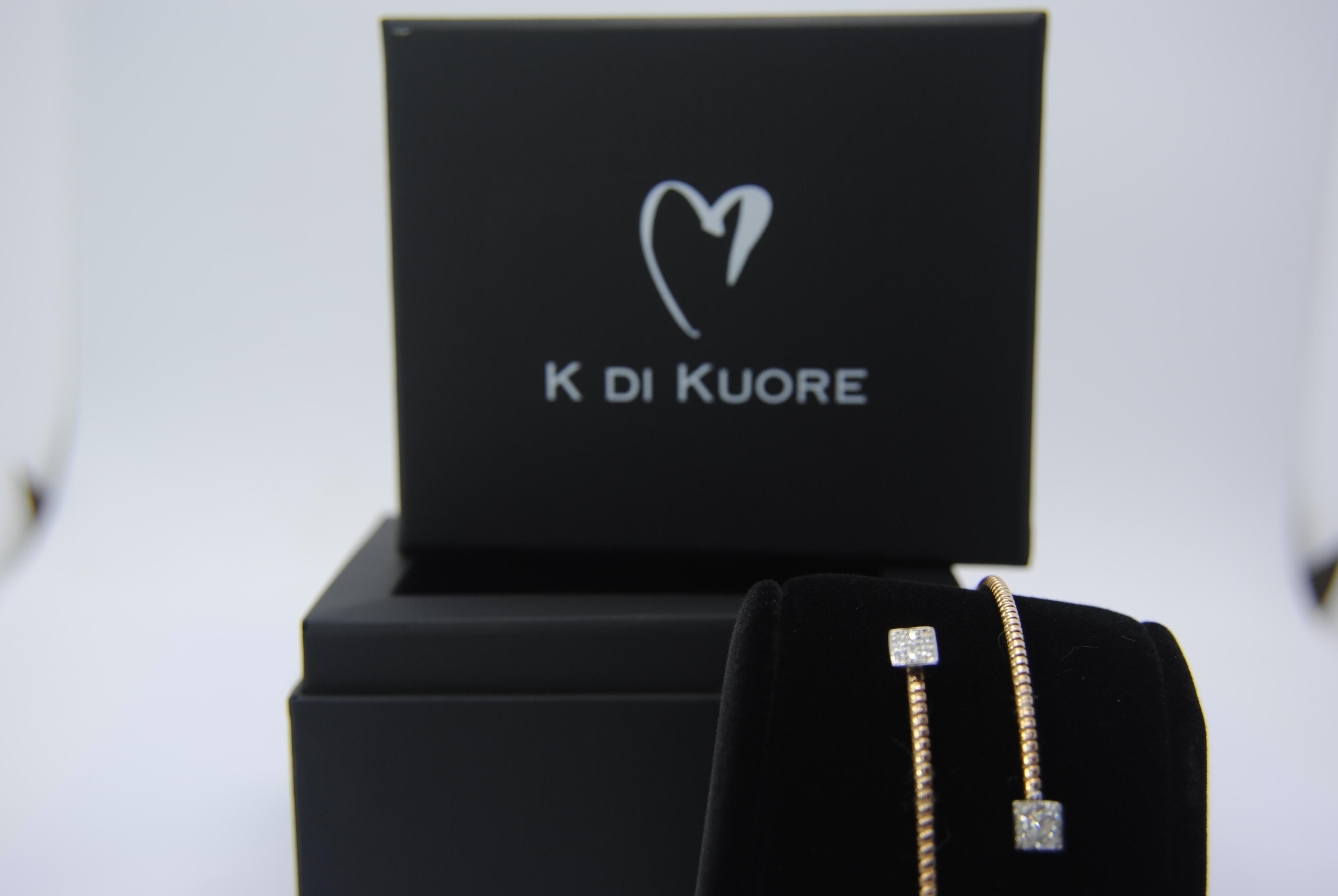 Contemporary K DI Kuore 18 Karat Gold 6.6 Gr and 0.18 Carat Diamonds Bangle Bracelet For Sale