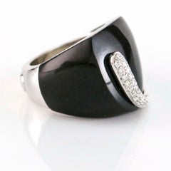 K Di Kuore Ebony 18 Karat White Gold Diamond Cocktail Ring