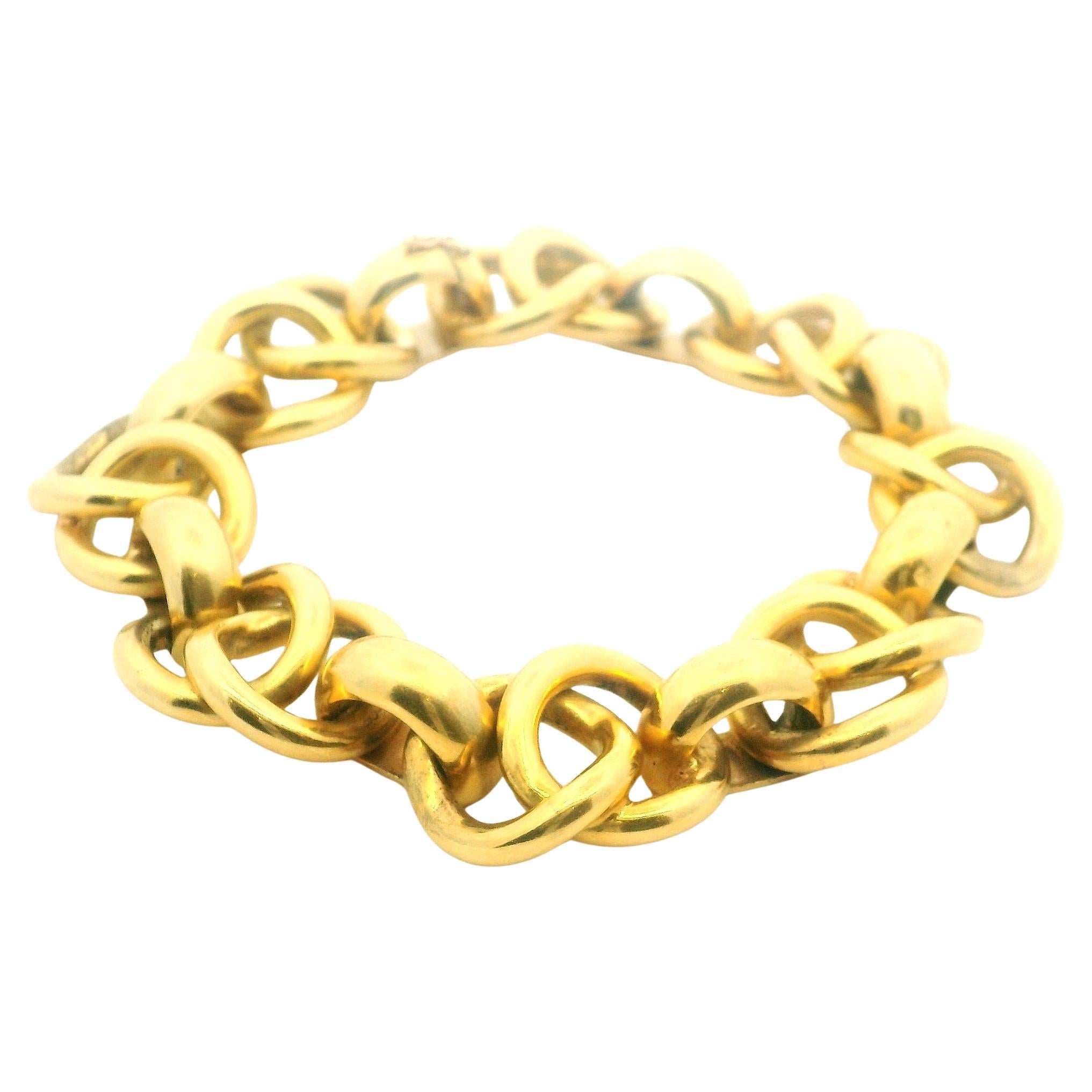 K di Kuore - Bracciale scultoreo a maglie in oro giallo 18 carati, Contemporary Design in vendita