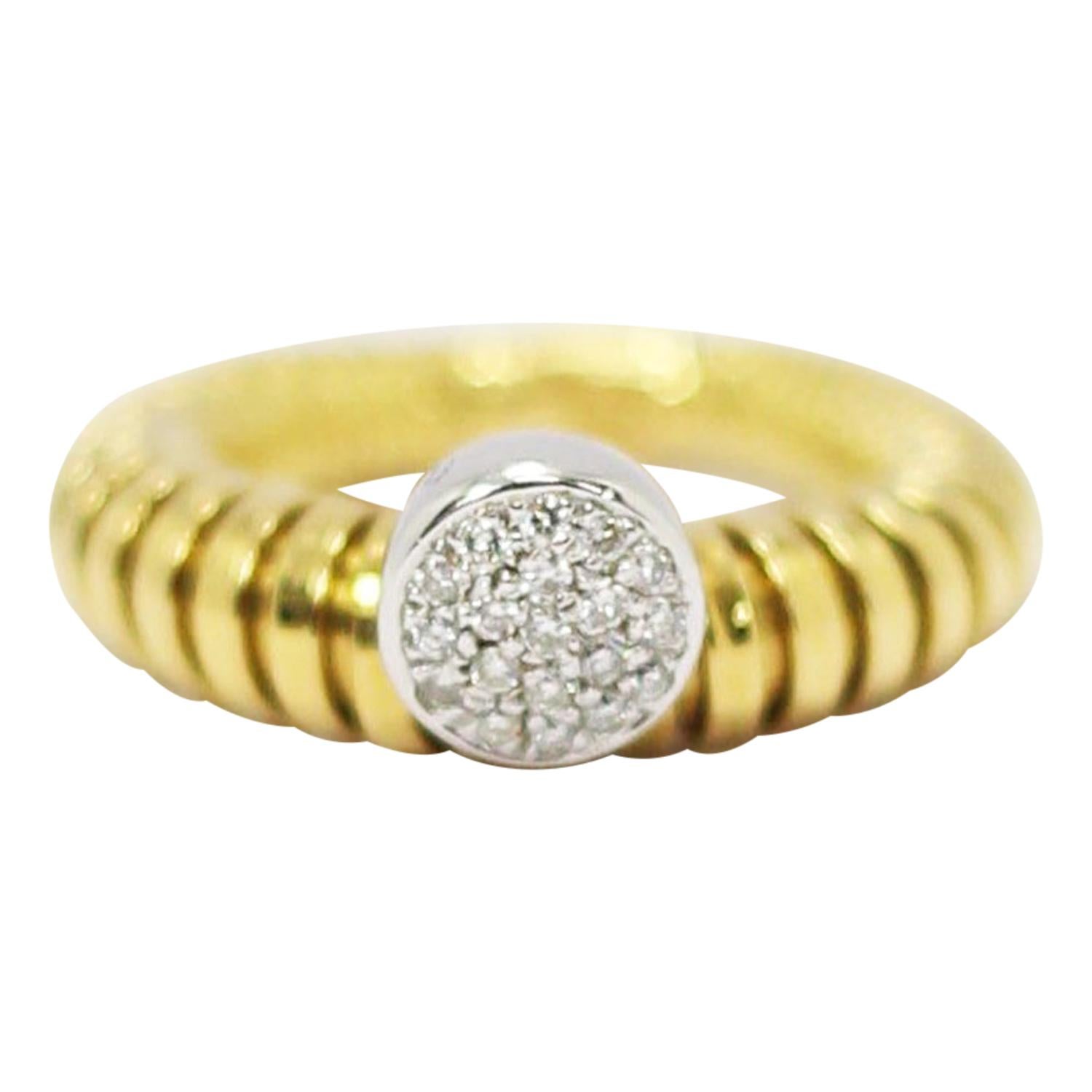 K di Kuore Italian Designer Flexo System 18k Yellow Gold Ring with Diamond Cente