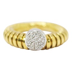 K di Kuore Italian Designer Flexo System 18k Yellow Gold Ring with Diamond Cente