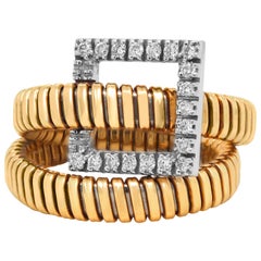 K Di Kuore Yellow White Gold and Diamond Wrap Around Ring