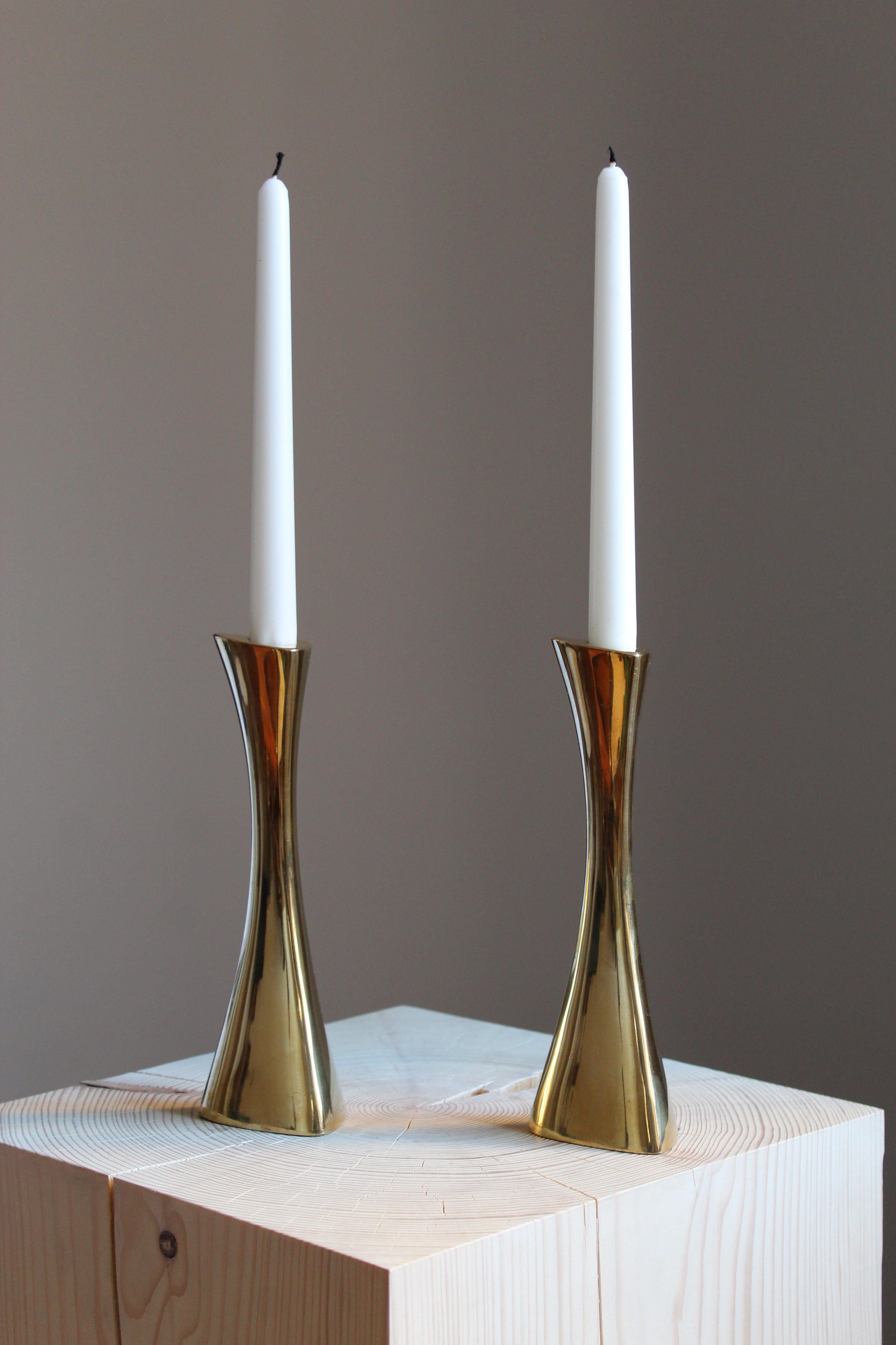 A pair of candlesticks. Designed by K-E Ytterberg, for Bca Eskilstuna, Sweden, circa 1950s. Stamped and initialed.

  