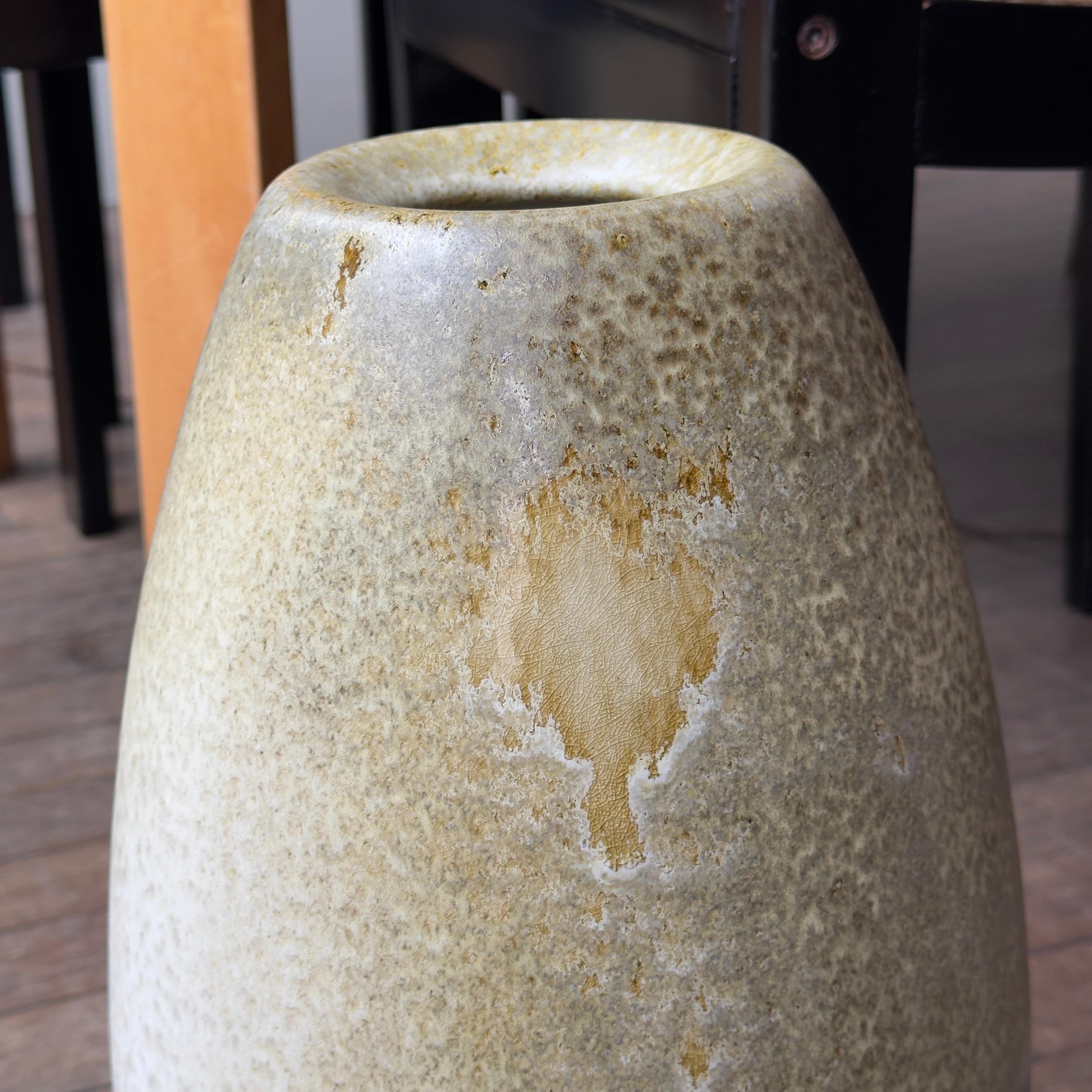 Contemporary K H Würtz Slim Tapered Stoneware Vase in Yellow Glaze