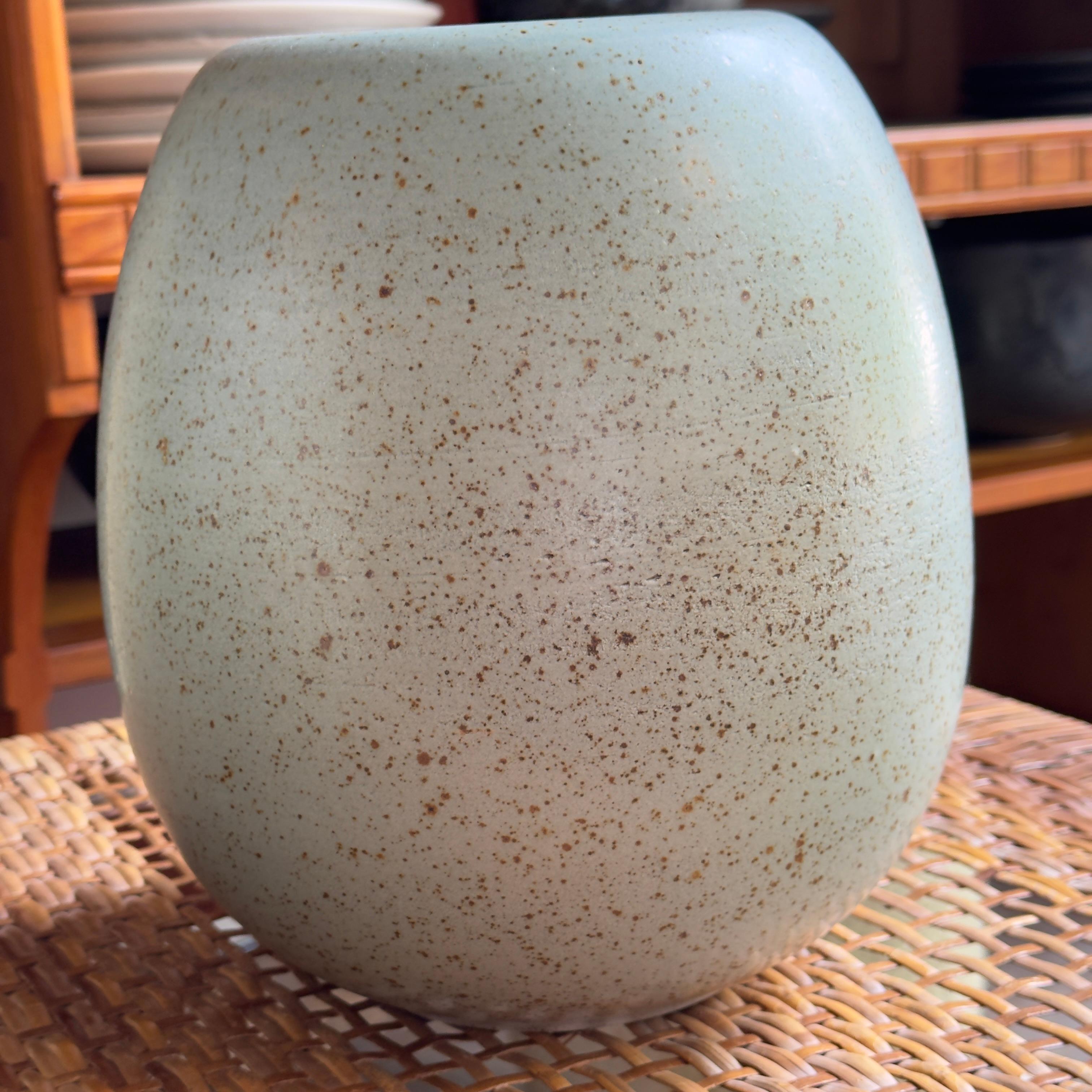K H Würtz Speckled Ovoid Stoneware Vase in Pale Turquoise In New Condition In London, GB