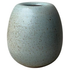K H Würtz Speckled Ovoid Stoneware Vase in Pale Turquoise