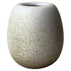 K H Würtz Speckled Ovoid Stoneware Vase in Pale Yellow
