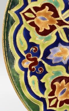 K Heldrich German Jugendstil Hand Painted Art Pottery Plaque, Dated 1897