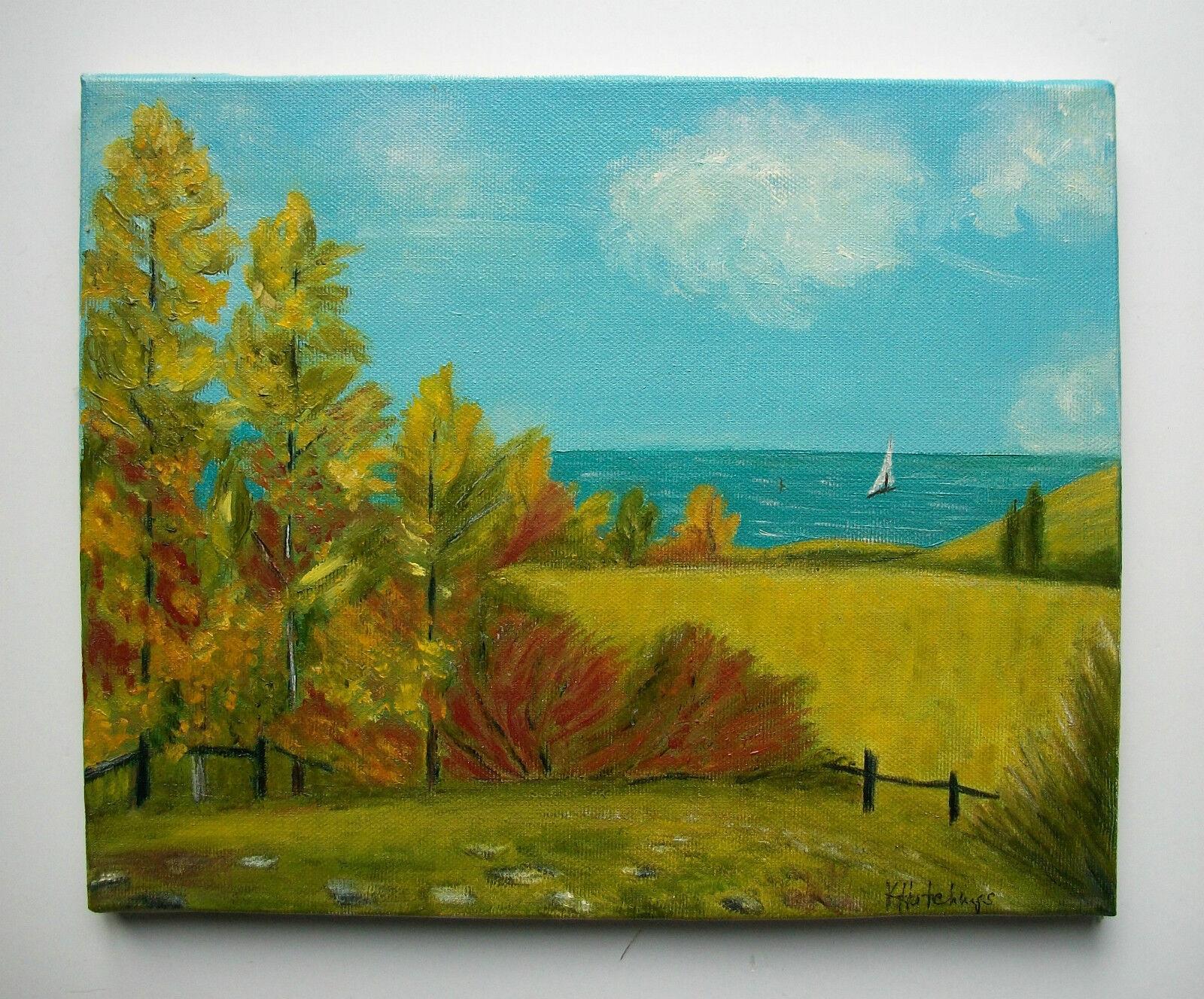19th Century K. Hutchings - 'Lac Léman' - Vintage Landscape Painting - Unframed - circa 1990 For Sale
