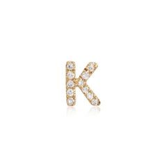 K Initial 14K (or 18k upon request) Yellow Gold Diamond Letter Stud Earrings
