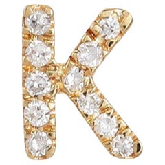 K Initial 14K (or 18k upon request) Yellow Gold Diamond Letter Stud Earrings