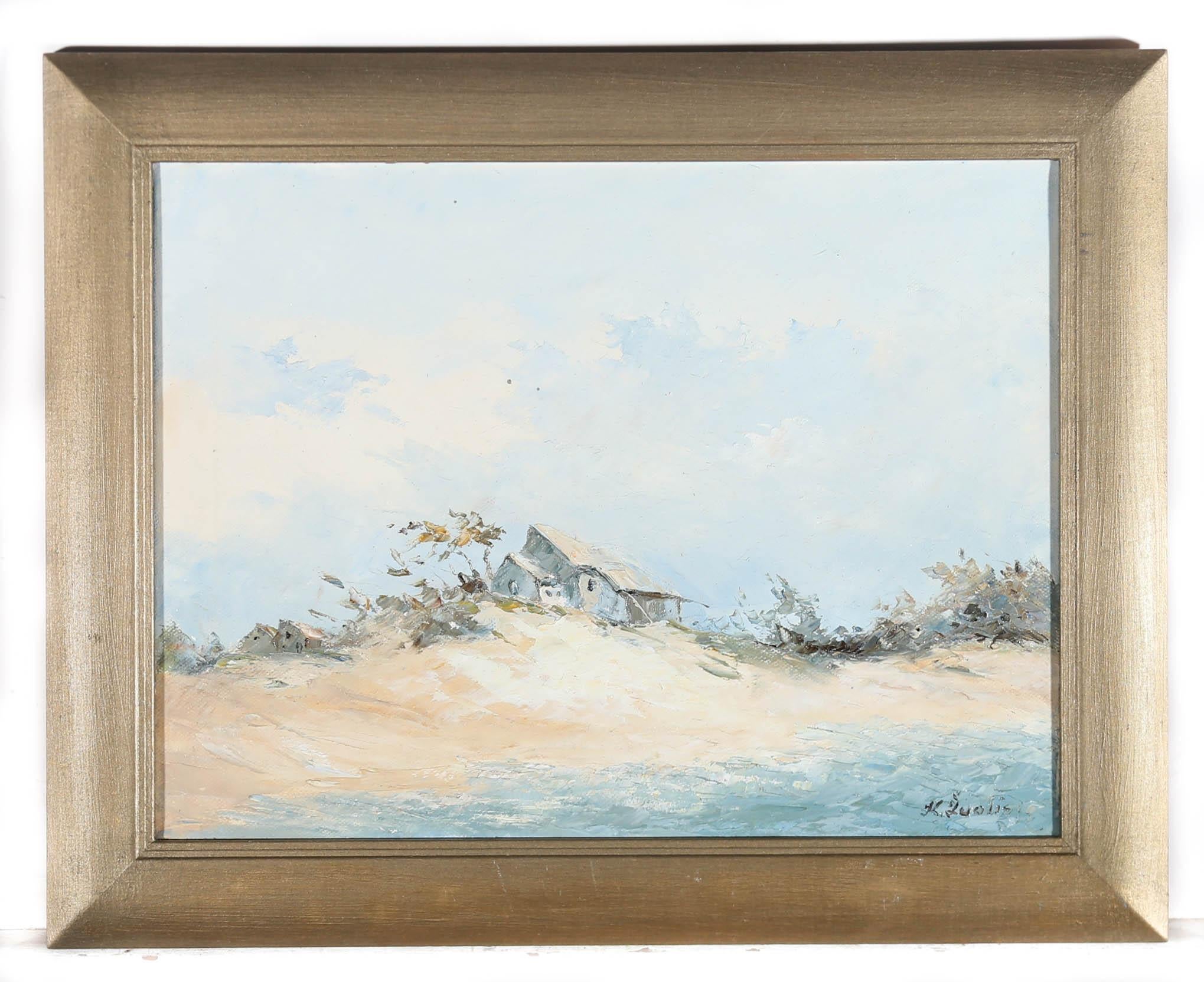 K. Juolis  - Framed 20th Century Oil, Beach Huts For Sale 2