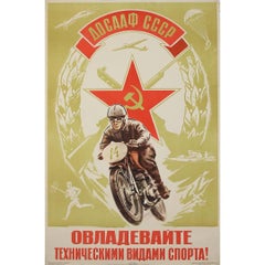 1964 Original Soviet DOSAAF Poster by Kuzginov “Master Technical Sports”