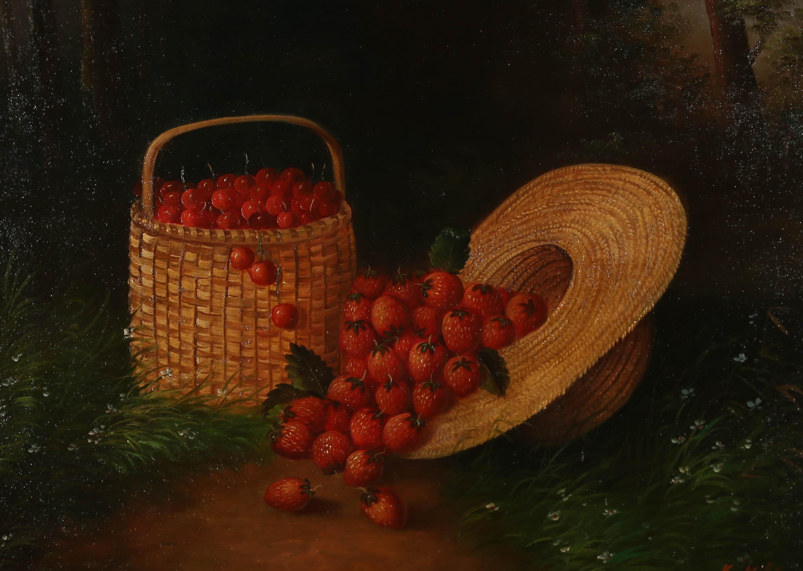 K. Mills - 20th Century Oil, Berries and a Straw Hat 1
