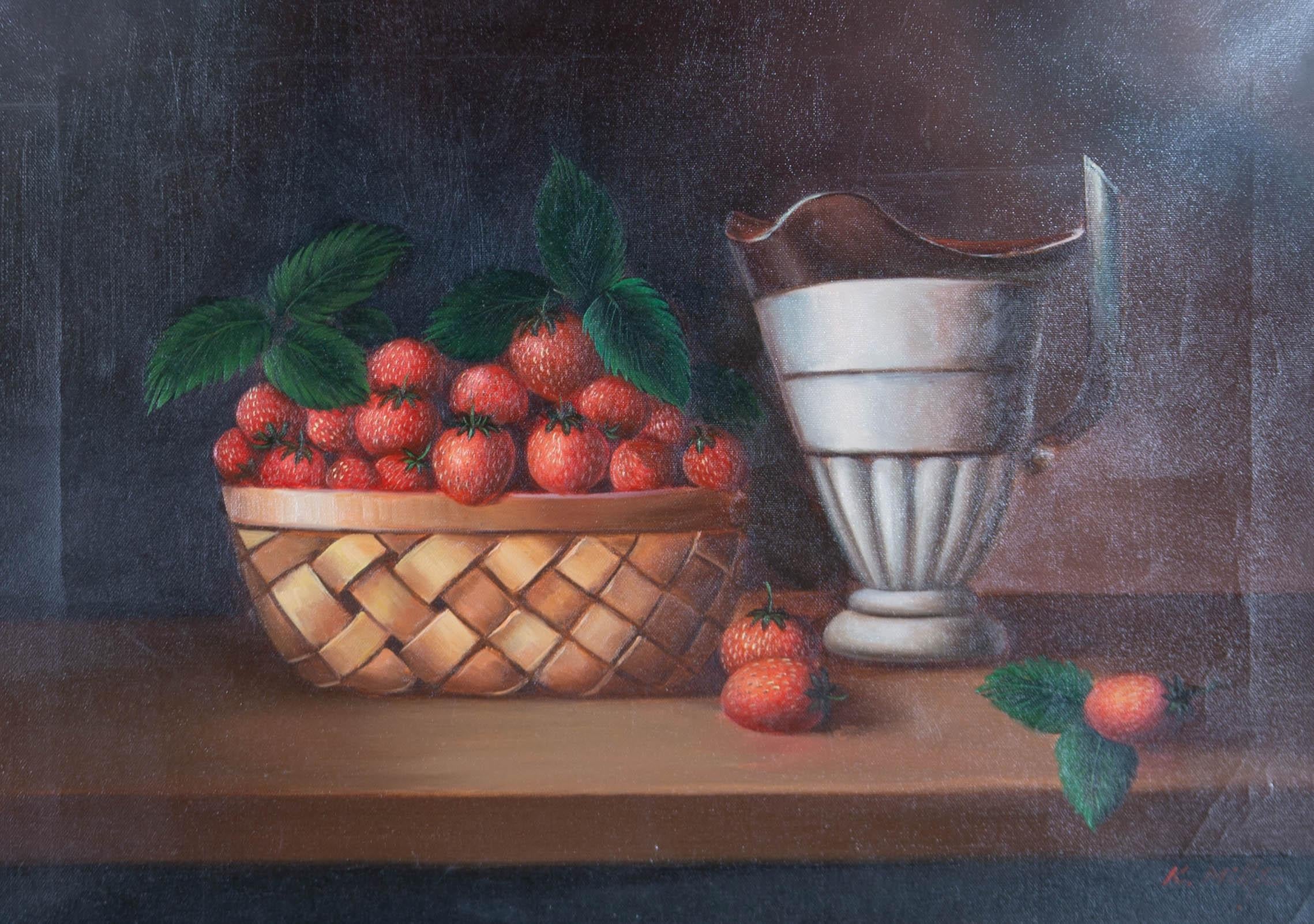 K. Mills - 20th Century Oil, Strawberries And Cream For Sale 1