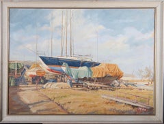 Vintage K. Moseley - Mid 20th Century Oil, The Boatyard
