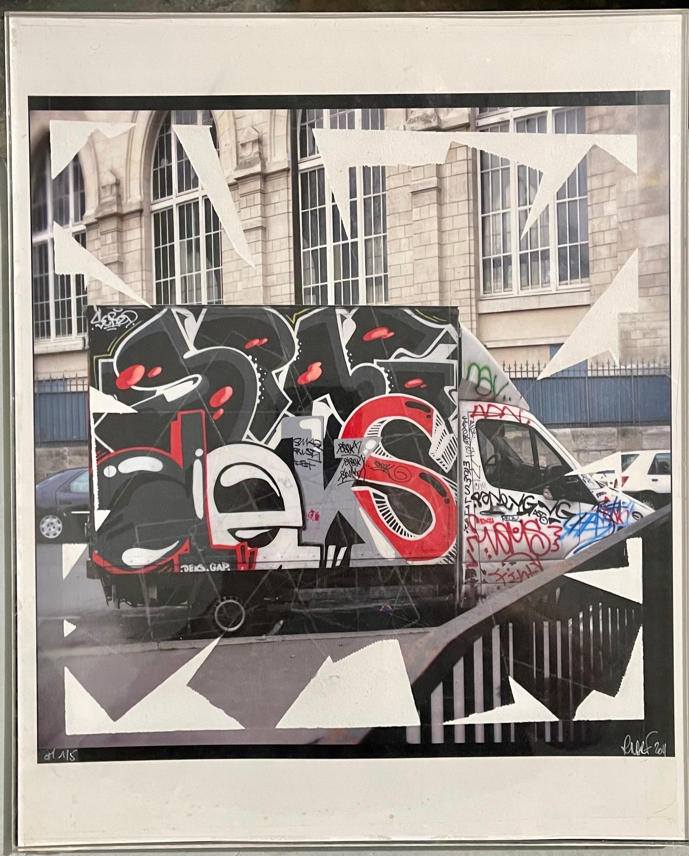 K-Narf Color Photo Graffiti, Adhesive Tape Altered Street Art Photograph Collage For Sale 12