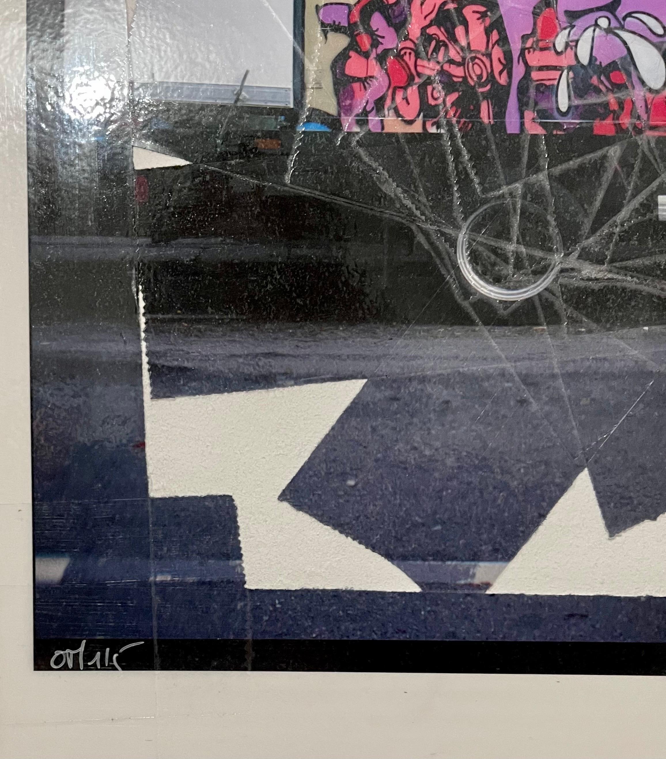 K-Narf Color Photo Graffiti, Adhesive Tape Altered Street Art Photograph Collage For Sale 2