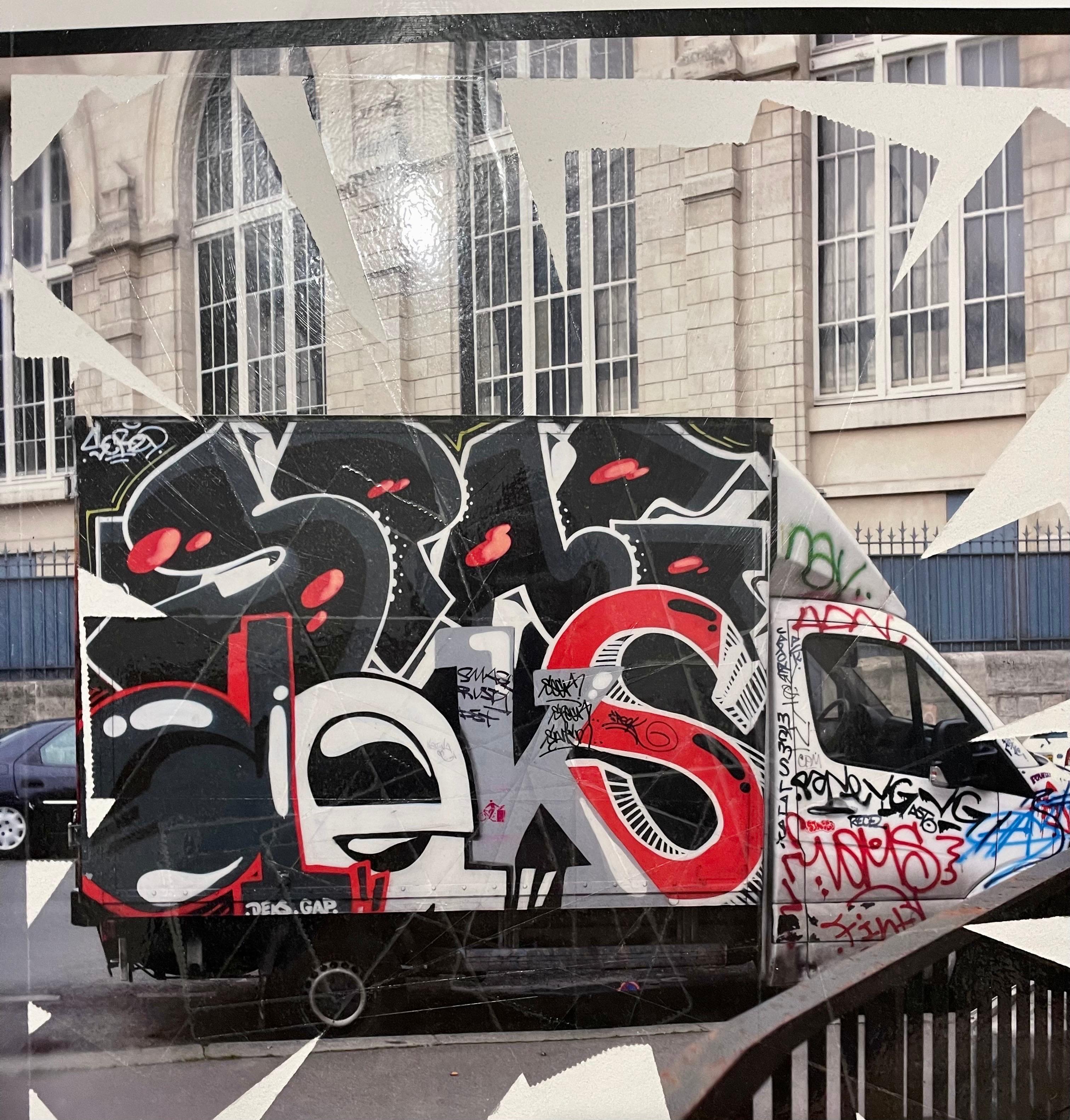 K-Narf Color Photo Graffiti, Adhesive Tape Altered Street Art Photograph Collage For Sale 4
