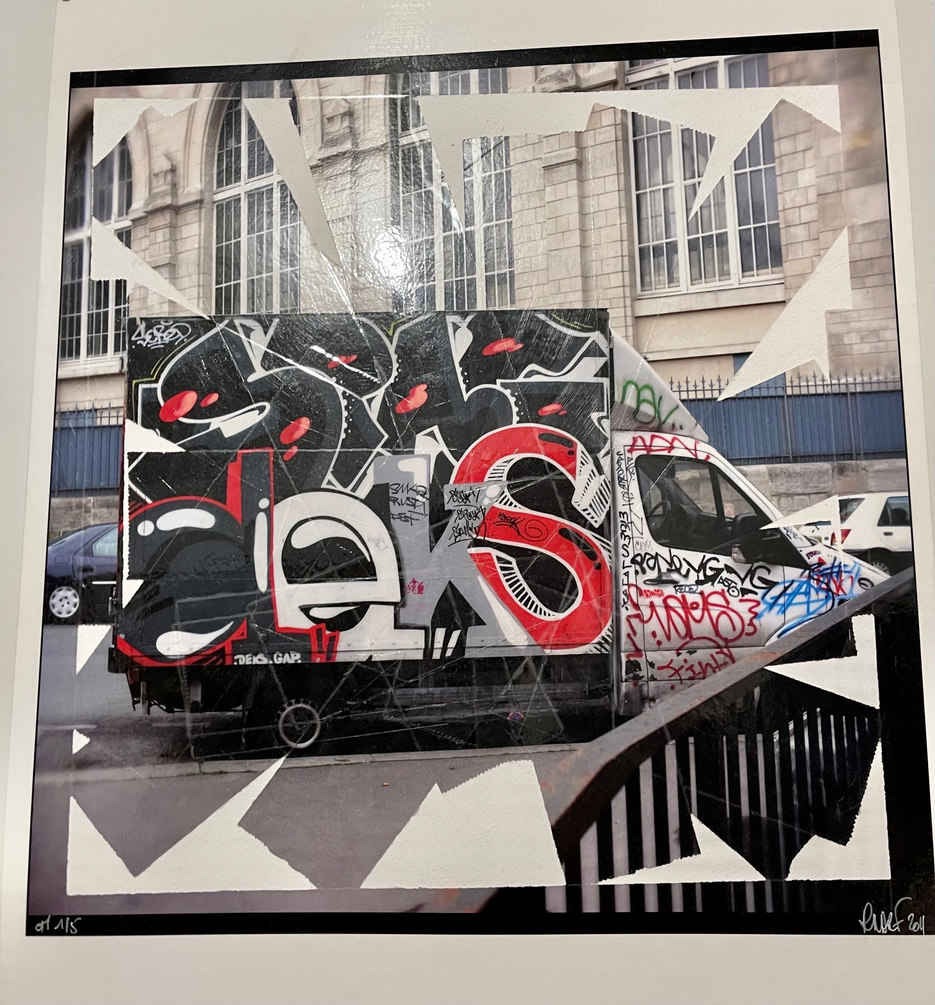 K-Narf Color Photo Graffiti, Adhesive Tape Altered Street Art Photograph Collage For Sale 5