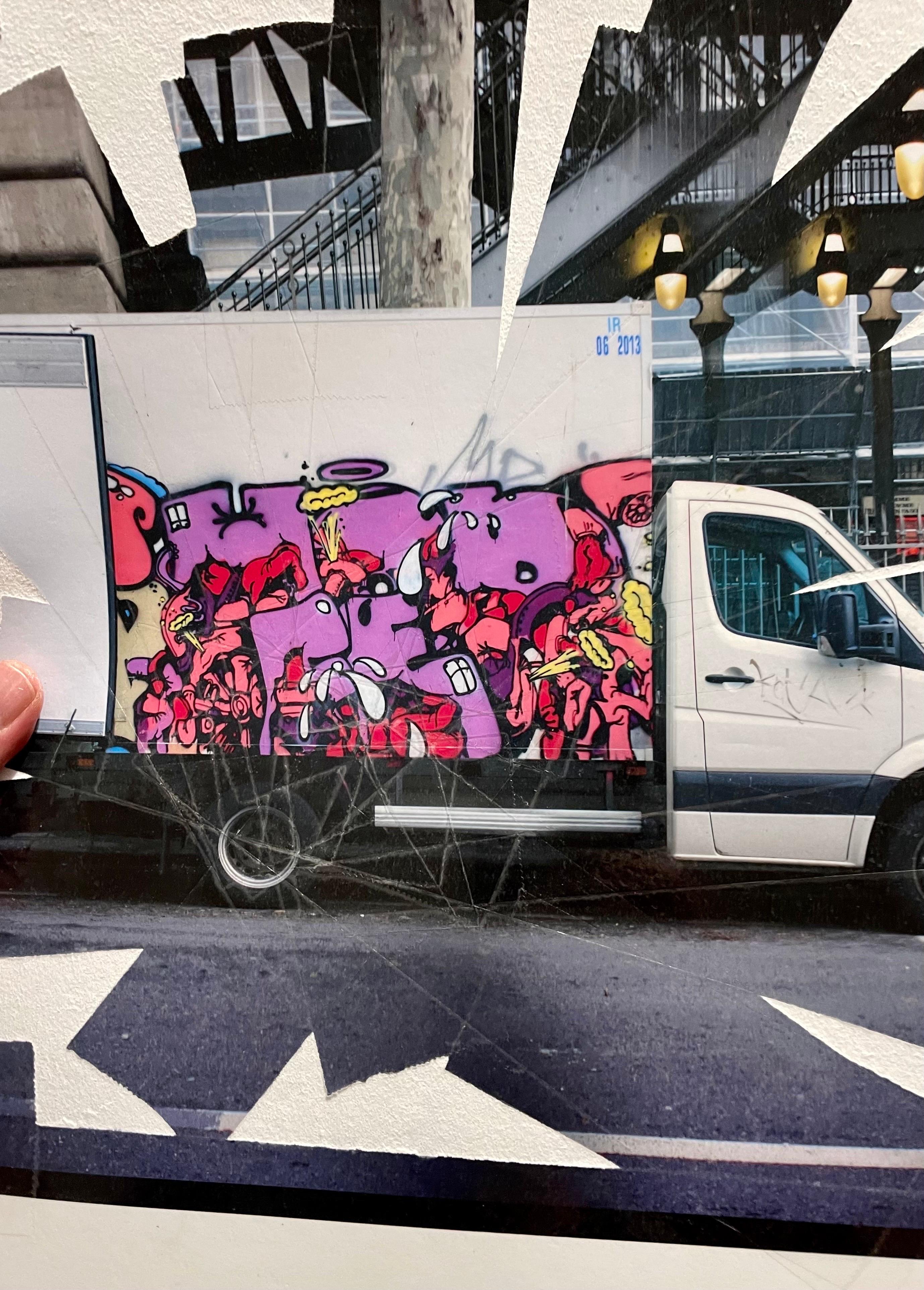 K-Narf Color Photo Graffiti, Adhesive Tape Altered Street Art Photograph Collage For Sale 5